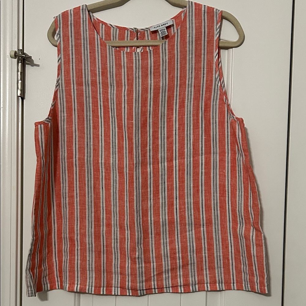 Red White and Blue Linen Top